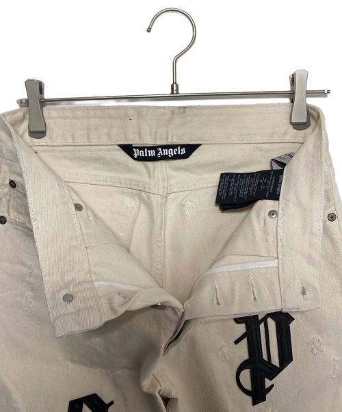 Palm Angels（パーム エンジェルス）Palm Angels (パーム エンジェルス) White Bull Logo Patch Ripped Jeans ホワイト サイズ:29の古着・服飾アイテム