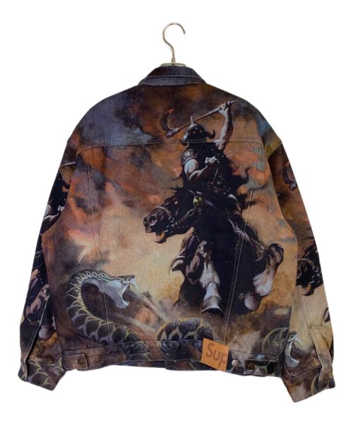 SUPREME（シュプリーム）SUPREME (シュプリーム) Frank Frazetta (フランク・フラゼッタ) Faux Shearling Lined Trucker Jacket ブラウン サイズ:Lの古着・服飾アイテム