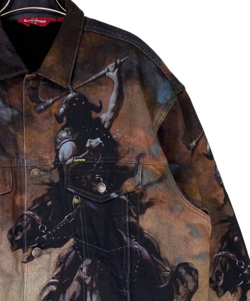 SUPREME（シュプリーム）SUPREME (シュプリーム) Frank Frazetta (フランク・フラゼッタ) Faux Shearling Lined Trucker Jacket ブラウン サイズ:Lの古着・服飾アイテム