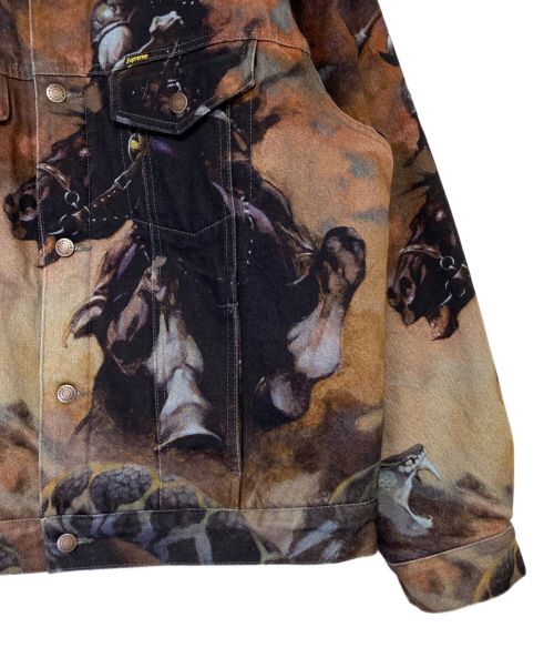 SUPREME（シュプリーム）SUPREME (シュプリーム) Frank Frazetta (フランク・フラゼッタ) Faux Shearling Lined Trucker Jacket ブラウン サイズ:Lの古着・服飾アイテム