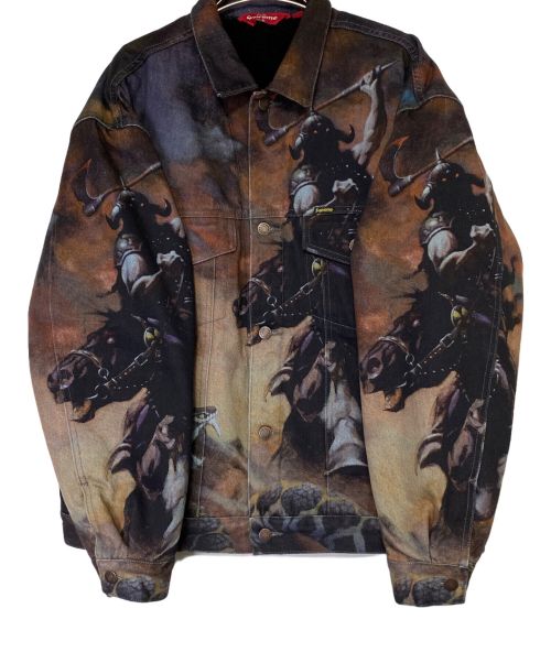 SUPREME（シュプリーム）SUPREME (シュプリーム) Frank Frazetta (フランク・フラゼッタ) Faux Shearling Lined Trucker Jacket ブラウン サイズ:Lの古着・服飾アイテム