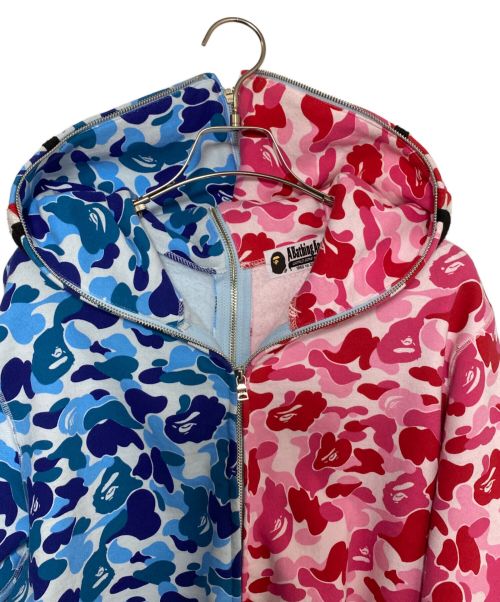 A BATHING APE（アベイシングエイプ）A BATHING APE (アベイシングエイプ) ABC CAMO SEPARATE SHARK FULL ZIP HOODIE ピンク×ブルー サイズ:Lの古着・服飾アイテム