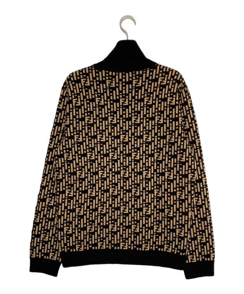 FENDI（フェンディ）FENDI (フェンディ) ズッカ柄 タートルネック ニット ブラック×ベージュ サイズ:52の古着・服飾アイテム