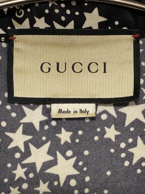 GUCCI（グッチ）GUCCI (グッチ) スタープリントシルクアロハシャツ ブラック サイズ:44の古着・服飾アイテム