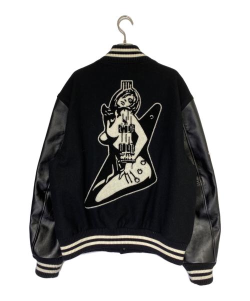 Hysteric Glamour（ヒステリックグラマー）Hysteric Glamour (ヒステリックグラマー) TURN THE MUSIC UP 刺繍 スタジャン ブラック サイズ:XLの古着・服飾アイテム