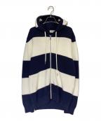 MONCLERモンクレール）の古着「ニットフーディー」｜ホワイト×ネイビー