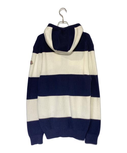 MONCLER（モンクレール）MONCLER (モンクレール) ニットフーディー ホワイト×ネイビー サイズ:Lの古着・服飾アイテム