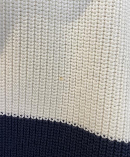 MONCLER（モンクレール）MONCLER (モンクレール) ニットフーディー ホワイト×ネイビー サイズ:Lの古着・服飾アイテム
