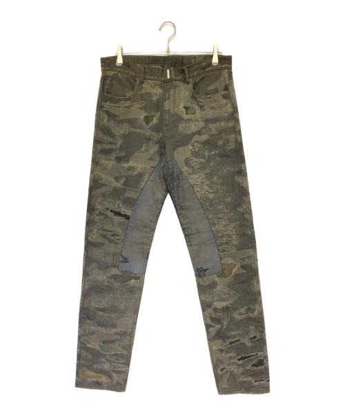 GIVENCHY（ジバンシィ）GIVENCHY (ジバンシィ) デストロイ加工 モールスキン デニム オリーブ サイズ:34 未使用品の古着・服飾アイテム