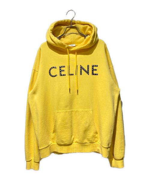 CELINE（セリーヌ）CELINE (セリーヌ) STUDS LOGO PULLOVER（スタッズロゴパーカー） イエロー サイズ:Lの古着・服飾アイテム
