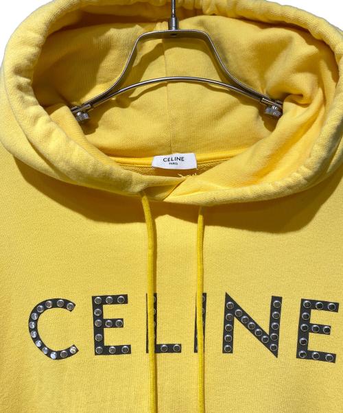 CELINE（セリーヌ）CELINE (セリーヌ) STUDS LOGO PULLOVER（スタッズロゴパーカー） イエロー サイズ:Lの古着・服飾アイテム