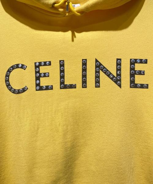 CELINE（セリーヌ）CELINE (セリーヌ) STUDS LOGO PULLOVER（スタッズロゴパーカー） イエロー サイズ:Lの古着・服飾アイテム
