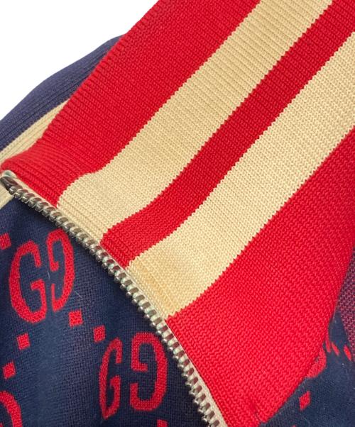 GUCCI（グッチ）GUCCI (グッチ) GGジャガードテクニカルトラックジャージジャケット ブルー×レッド サイズ:XLの古着・服飾アイテム