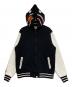 A BATHING APE（アベイシングエイプ）の古着「SHARK HOODIE SWEAT VARSITY JACKET」｜ブラック×ホワイト