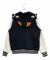 A BATHING APE (アベイシングエイプ) SHARK HOODIE SWEAT VARSITY JACKET ブラック×ホワイト サイズ:XL：25000円