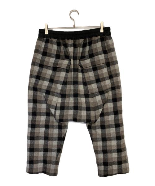RICK OWENS（リックオウエンス）RICK OWENS (リックオウエンス) Black Plaid Drawstring Cropped Trousers ブラック サイズ:50の古着・服飾アイテム