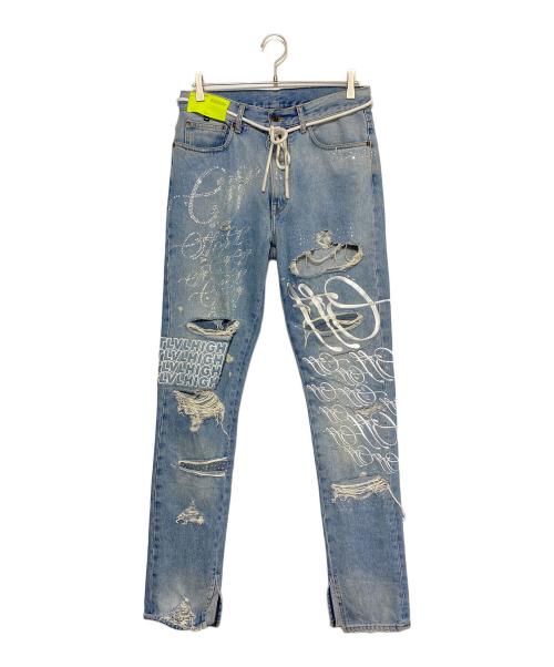 OFFWHITE（オフホワイト）OFFWHITE (オフホワイト) EV BRAVADO (エブ ブラバド) Slim Denim Pant W Strass スカイブルー サイズ:32の古着・服飾アイテム