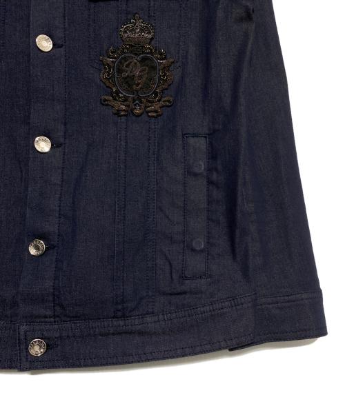 DOLCE & GABBANA（ドルチェ＆ガッバーナ）DOLCE & GABBANA (ドルチェ＆ガッバーナ) KING刺繍デニムジャケット インディゴ サイズ:50の古着・服飾アイテム