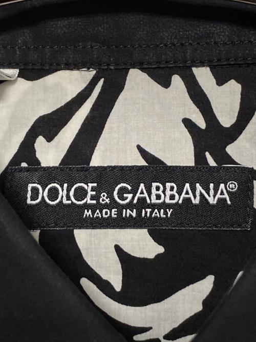DOLCE & GABBANA（ドルチェ＆ガッバーナ）DOLCE & GABBANA (ドルチェ＆ガッバーナ) パームツリープリントアロハシャツ ブラック×ホワイト サイズ:39の古着・服飾アイテム