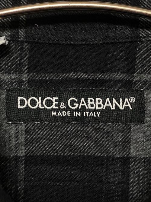 DOLCE & GABBANA（ドルチェ＆ガッバーナ）DOLCE & GABBANA (ドルチェ＆ガッバーナ) KING 刺繍 チェック ウエスタン ロングスリーブシャツ ブラック サイズ:38の古着・服飾アイテム