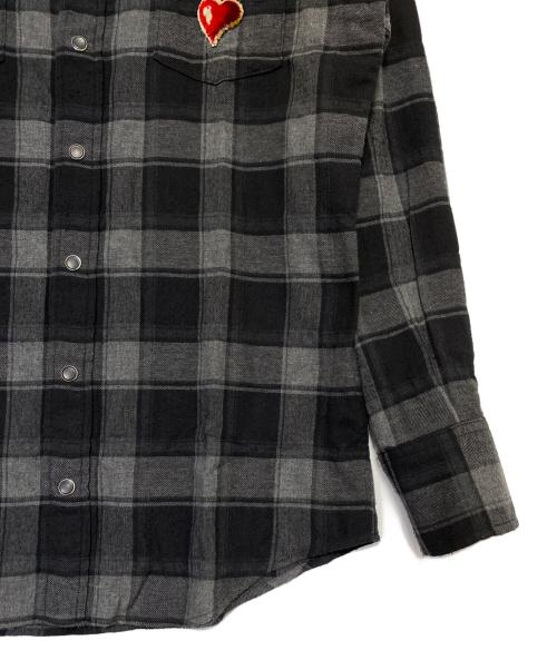 DOLCE & GABBANA（ドルチェ＆ガッバーナ）DOLCE & GABBANA (ドルチェ＆ガッバーナ) KING 刺繍 チェック ウエスタン ロングスリーブシャツ ブラック サイズ:38の古着・服飾アイテム