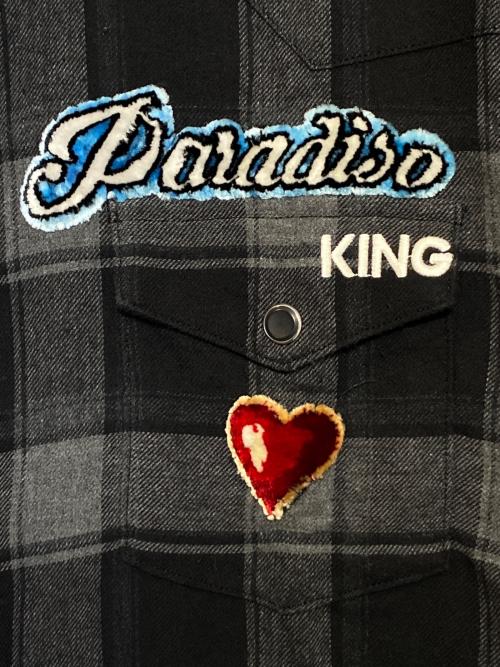 DOLCE & GABBANA（ドルチェ＆ガッバーナ）DOLCE & GABBANA (ドルチェ＆ガッバーナ) KING 刺繍 チェック ウエスタン ロングスリーブシャツ ブラック サイズ:38の古着・服飾アイテム