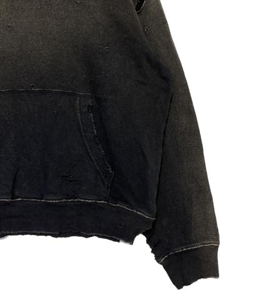 KAPITAL（キャピタル）KAPITAL (キャピタル) 裏毛 スリラーダメージフードスウェット(スタッズ リメイク) グレー サイズ:XLの古着・服飾アイテム