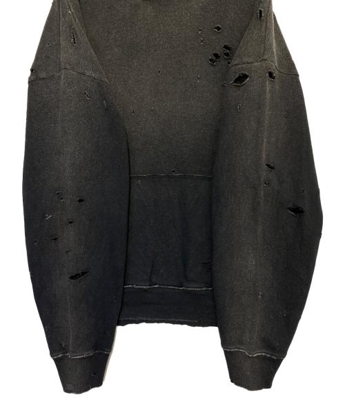 KAPITAL（キャピタル）KAPITAL (キャピタル) 裏毛 スリラーダメージフードスウェット(スタッズ リメイク) グレー サイズ:XLの古着・服飾アイテム