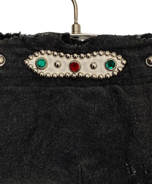 KAPITAL（キャピタル）KAPITAL (キャピタル) 裏毛 スリラーダメージフードスウェット(スタッズ リメイク) グレー サイズ:XLの古着・服飾アイテム