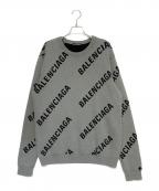 BALENCIAGAバレンシアガ）の古着「ジャガードロゴクルーネックニット長袖セーター」｜グレー