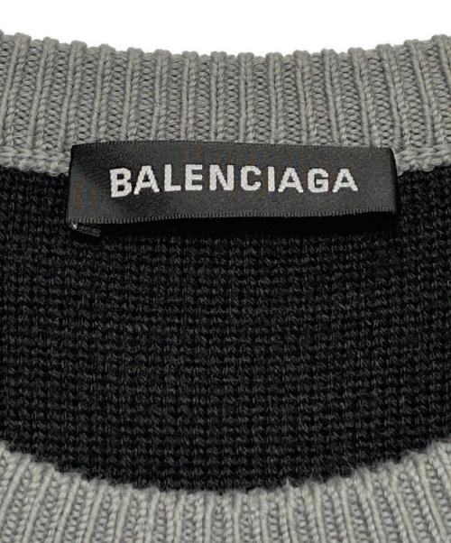 BALENCIAGA（バレンシアガ）BALENCIAGA (バレンシアガ) ジャガードロゴクルーネックニット長袖セーター グレー サイズ:Mの古着・服飾アイテム