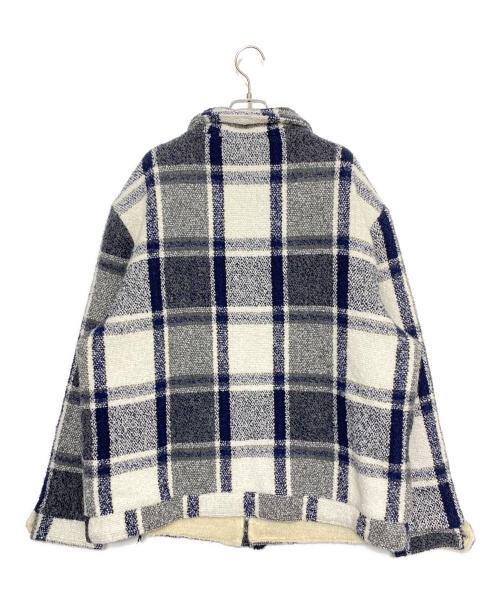 FAITH CONNEXION（フェイスコネクション）FAITH CONNEXION (フェイスコネクション) SHEARLING CHECKS JACKET ネイビー×ホワイト サイズ:Mの古着・服飾アイテム