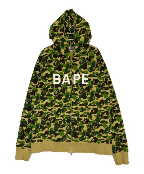 A BATHING APE（アベイシングエイプ）A BATHING APE (アベイシングエイプ) abcカモ ジップパーカー グリーン×カーキ サイズ:XLの古着・服飾アイテム