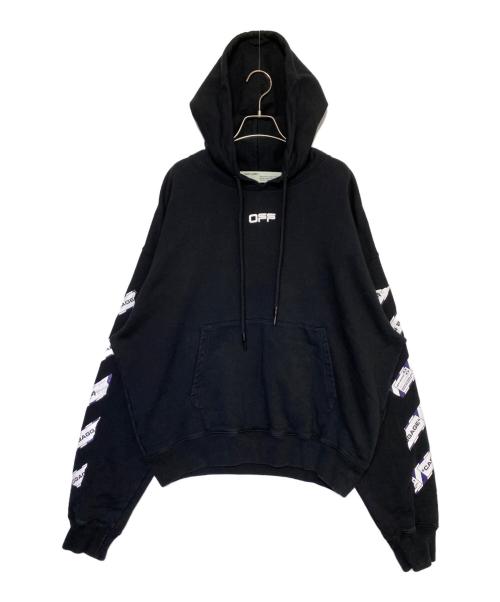 OFFWHITE（オフホワイト）OFFWHITE (オフホワイト) AIRPORT TAPE OVER HOODIE ブラック サイズ:XLの古着・服飾アイテム