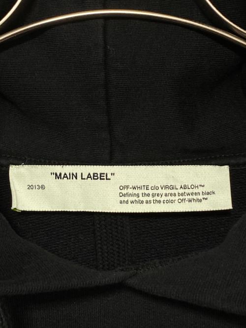 OFFWHITE（オフホワイト）OFFWHITE (オフホワイト) AIRPORT TAPE OVER HOODIE ブラック サイズ:XLの古着・服飾アイテム