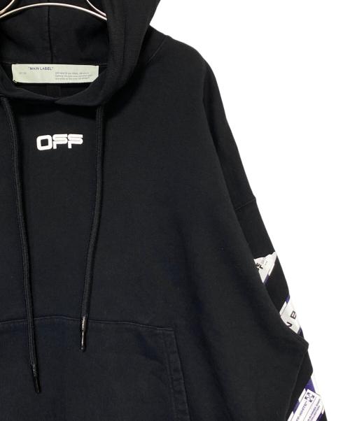 OFFWHITE（オフホワイト）OFFWHITE (オフホワイト) AIRPORT TAPE OVER HOODIE ブラック サイズ:XLの古着・服飾アイテム