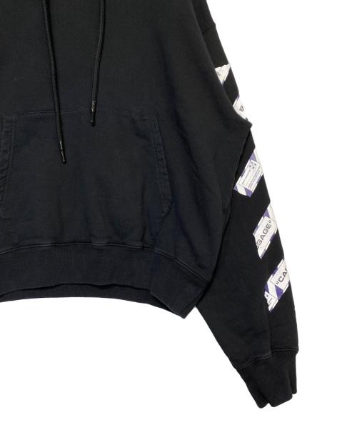 OFFWHITE（オフホワイト）OFFWHITE (オフホワイト) AIRPORT TAPE OVER HOODIE ブラック サイズ:XLの古着・服飾アイテム