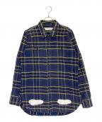 OFFWHITEオフホワイト）の古着「バイアスバックプリントチェックシャツ」｜ネイビー