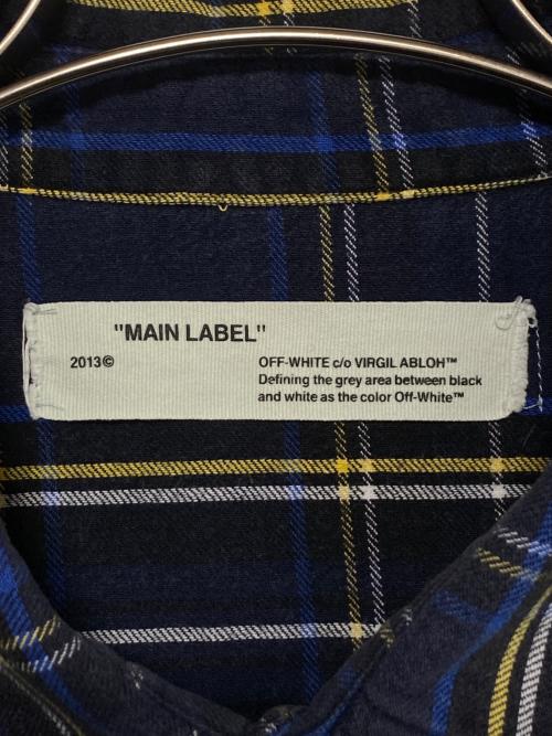 OFFWHITE（オフホワイト）OFFWHITE (オフホワイト) バイアスバックプリントチェックシャツ ネイビー サイズ:Mの古着・服飾アイテム