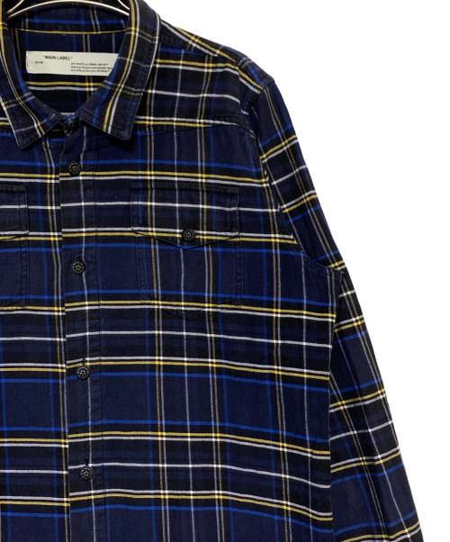 OFFWHITE（オフホワイト）OFFWHITE (オフホワイト) バイアスバックプリントチェックシャツ ネイビー サイズ:Mの古着・服飾アイテム