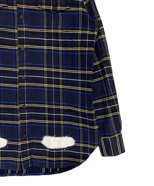 OFFWHITE（オフホワイト）OFFWHITE (オフホワイト) バイアスバックプリントチェックシャツ ネイビー サイズ:Mの古着・服飾アイテム