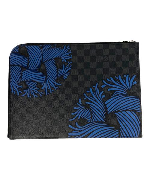 LOUIS VUITTON（ルイ ヴィトン）LOUIS VUITTON (ルイ ヴィトン) Christopher Nemeth (クリストファーネメス) ポシェット ジュールGM クラッチバッグ ブラック×ブルー サイズ:-の古着・服飾アイテム