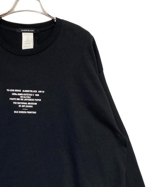 ALMOSTBLACK（オールモストブラック）ALMOSTBLACK (オールモストブラック) C-NECK PRINT LONG Tee ブラック サイズ:2の古着・服飾アイテム