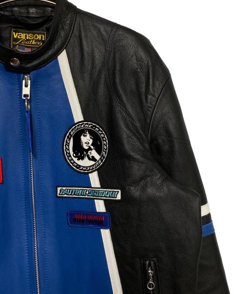 SUPREME（シュプリーム）SUPREME (シュプリーム) Hysteric Glamour (ヒステリックグラマー) VANSON (バンソン) Jacket ブラック×ブルー サイズ:Lの古着・服飾アイテム