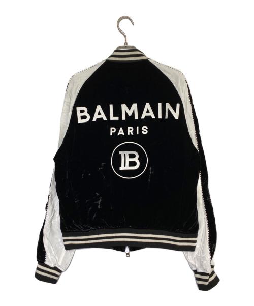 BALMAIN（バルマン）BALMAIN (バルマン) バックロゴベロアジップアップブルゾン ブラック サイズ:48の古着・服飾アイテム