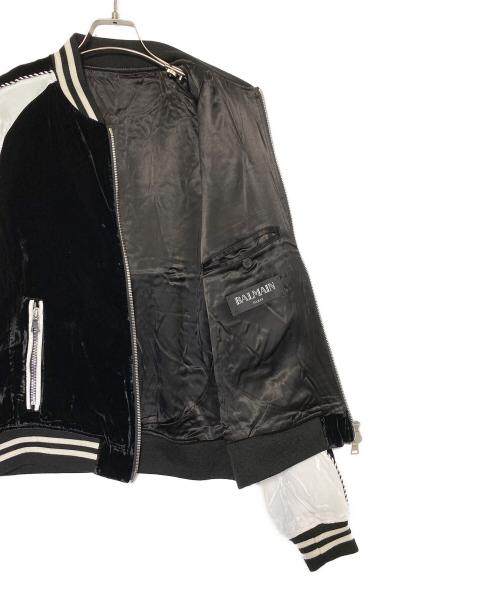 BALMAIN（バルマン）BALMAIN (バルマン) バックロゴベロアジップアップブルゾン ブラック サイズ:48の古着・服飾アイテム