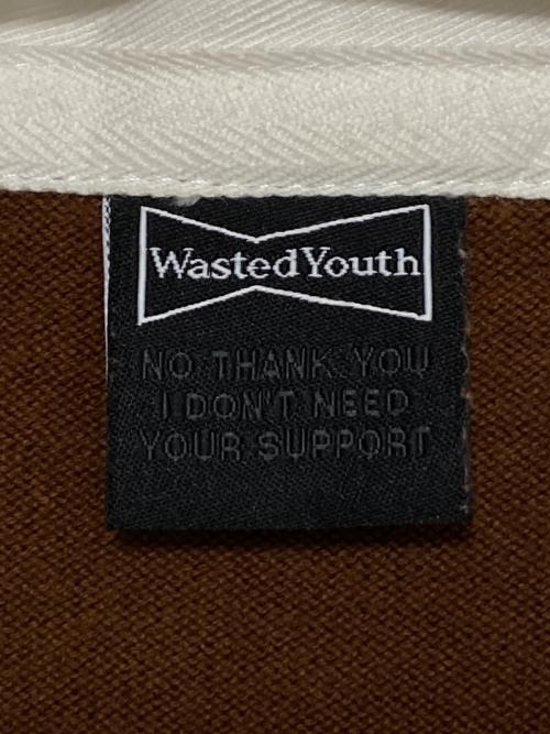 WASTED YOUTH（ウェイステッドユース）WASTED YOUTH (ウエステッド ユース) ロゴプリントラガー長袖シャツ ブラウン サイズ:Lの古着・服飾アイテム