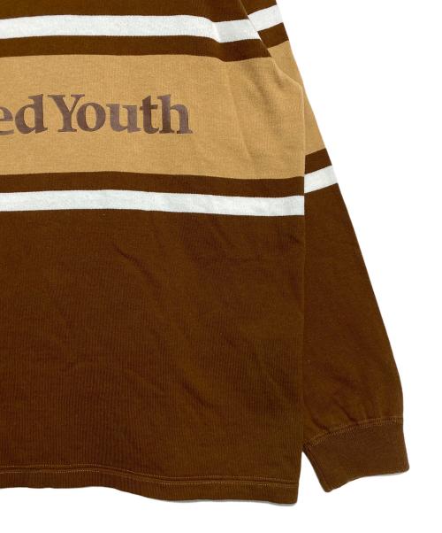 WASTED YOUTH（ウェイステッドユース）WASTED YOUTH (ウエステッド ユース) ロゴプリントラガー長袖シャツ ブラウン サイズ:Lの古着・服飾アイテム