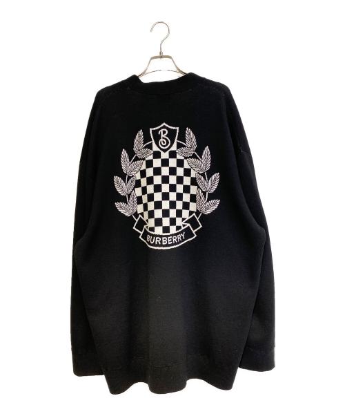 BURBERRY（バーバリー）BURBERRY (バーバリー) チェッカークレストロゴカーディガン ブラック サイズ:XLの古着・服飾アイテム