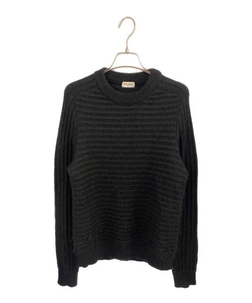 Saint Laurent Paris（サンローランパリ）Saint Laurent Paris (サンローランパリ) モヘア混ボーダーニット ブラック サイズ:XSの古着・服飾アイテム